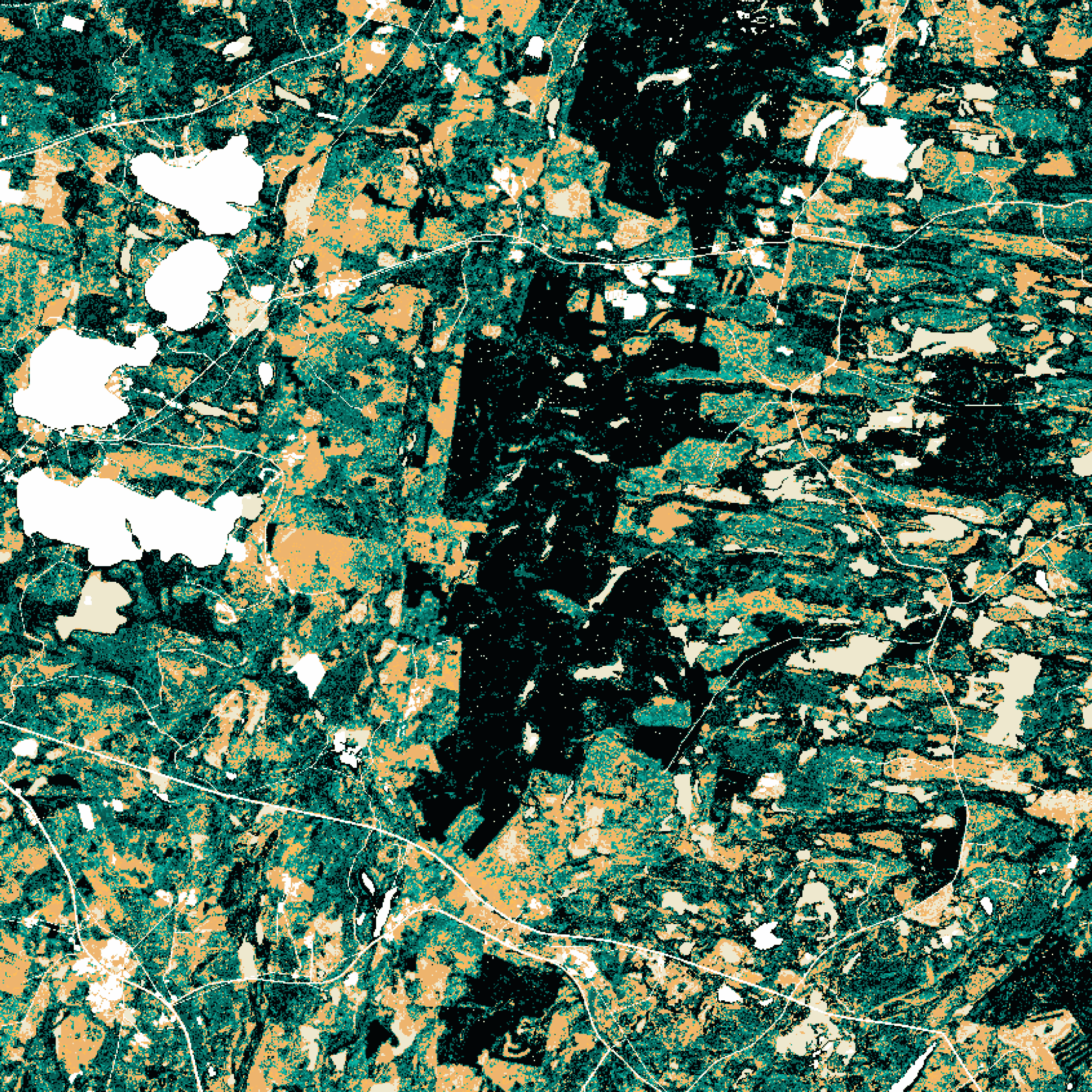 Leijuva, 2023<br/>
                <small>mustesuihkuvedos<br />
                50 cm x 50 cm<br />
                Sisältää Luonnonvarakeskuksen Monilähteisen valtakunnan metsien inventoinnin (MVMI) 2019 kartta-aineistoa.</small>